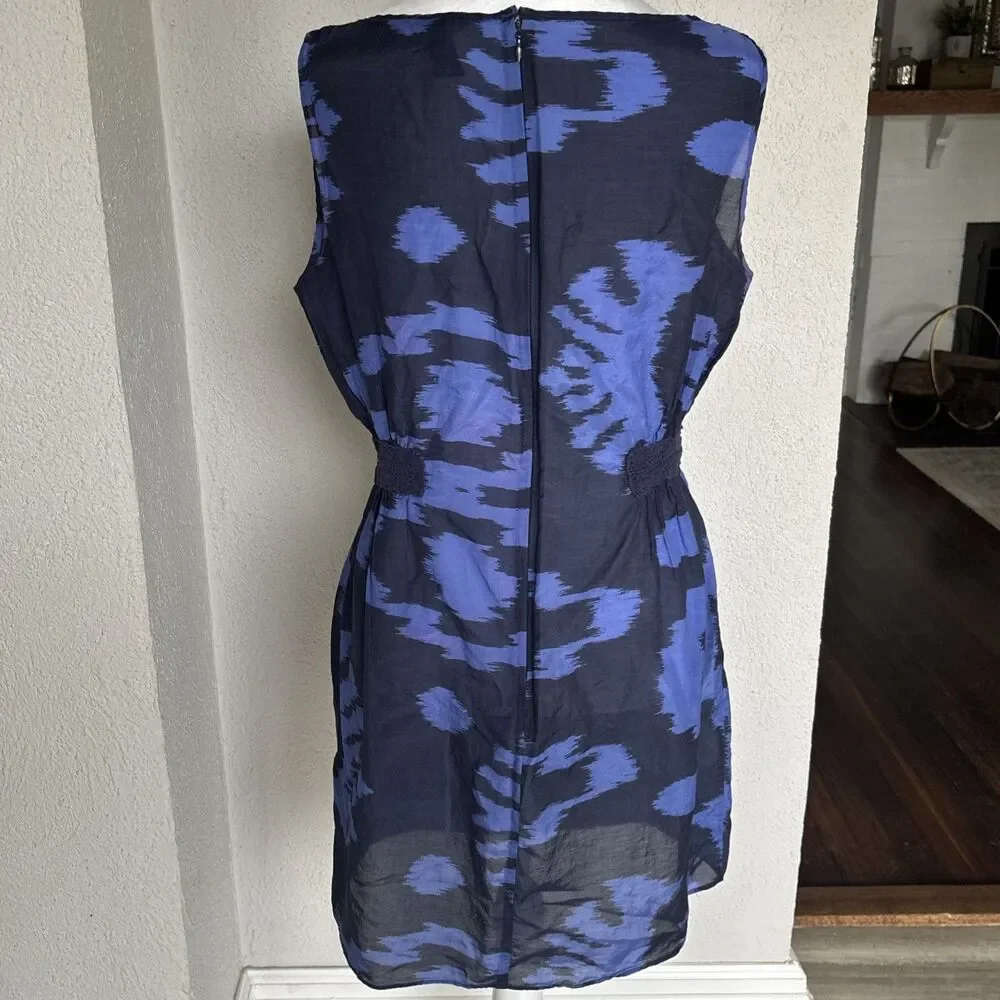 Banana Republic Sz 8 Silk Blend Navy Blue Dress Sleeveless Shift Dress - Picture 2 of 8